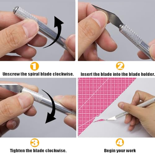 Exacto Knife Precision Carving Craft Hobby Knife Kit with 40 PCS Exacto Blades for DIY Art Work Cutting, Hobby, Scrapbooking, Stencil (Pink) - color: Pink