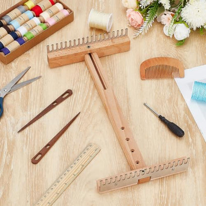 WEBEEDY 3 Styles Adjustable Tapestry Weaving Loom with Expandable 1.4cm/3.5in to 4.6cm/11.8in Wooden Frame, Weaving Comb and Needle for Tapestry Art Yarn Weaving Projects Home Decoration