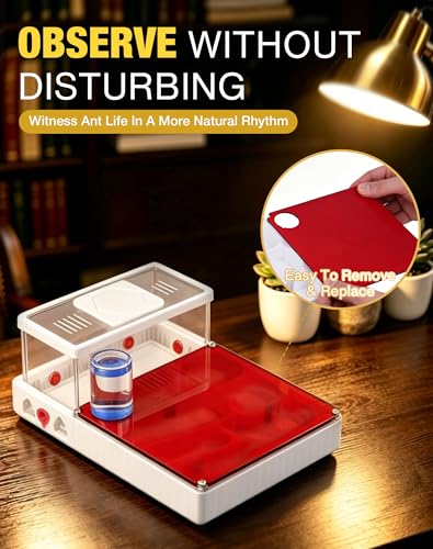 Ant Terrarium Kit, Ant Habitat with Large Viewing Window, 3D Printed Escape Resistant, Red Cover, Water Tower, 3 Expansion Ports and Spacious Foraging Area for Ant Keeping Beginners & Hobbyists