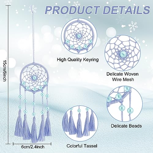 INFUNLY 6 Set Small DIY Dream Catcher Kit - Making Kit for Handmade Dream Catcher, Christmas Decor, Bag Pendant, Car Mirror Hanger, Winter Wall Hanging, Room Decor - style: 6pcs blue+purple