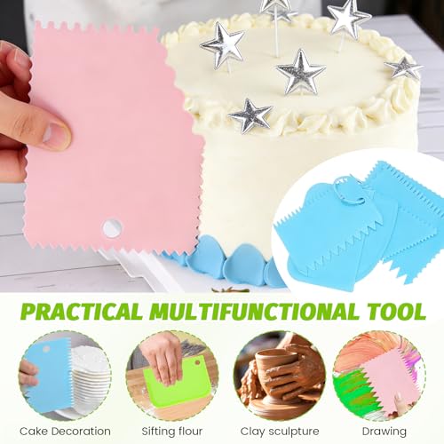 18 PCS Plastic Textured Art Supplies Kit with 3 Rings, Cake Scraper - color: 3 Colors