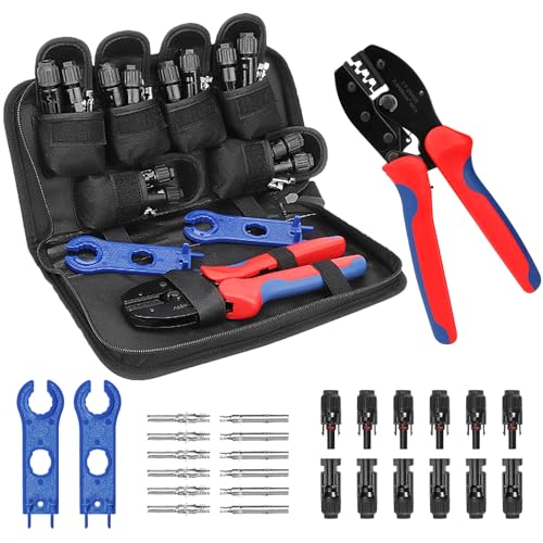 BougeRV Solar Crimper Tool Kit - Crimper, 6 Pairs Connectors, 2 Spanners - size: 6 Pairs Solar Connectors Kit