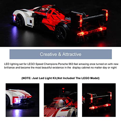 BrickBling LED Lighting Compatible with Lego Speed Champions Porsche 963 76916 Model Car; New 2023 Light kit Compatible with Lego Porsche 963; Light up Your Race Car-No Model - style: 76916 Light