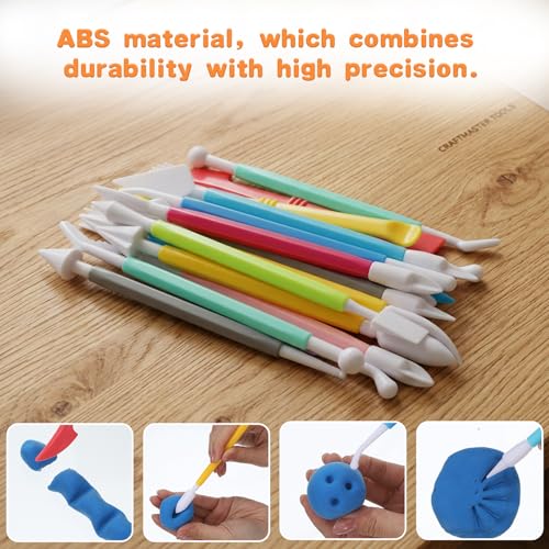 22 Pcs Clays Tools Sculpting Air Dry Clay Tools, Double-Ended Tool Kit Plastic Clay Tool for Adult Set for DIY Pottery Shaping Dotting Modeling Molding Polymer Clays Craft Supplies Accessories