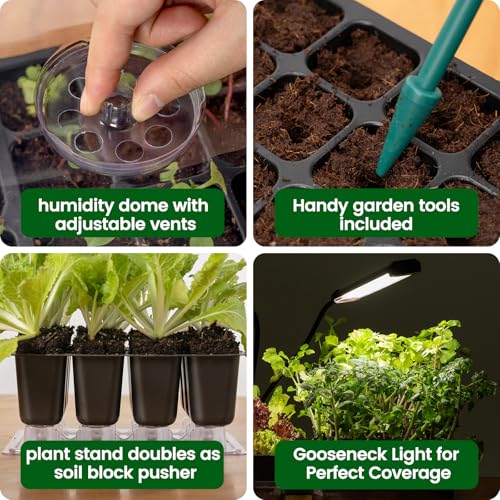 SOLIGT 144 Cell Self Watering Seed Starter Trays with 2 Grow Lights