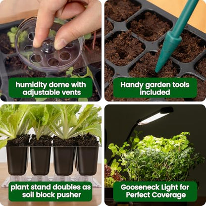 SOLIGT 144 Cell Self Watering Seed Starter Trays with 2 Grow Lights
