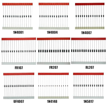 200Pcs 14 Values Rectifier and Schottky Diode Assortment Kit