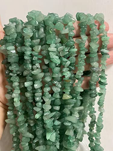 7-8mm Natural Green Aventurine Gemstone Chips Healing Gravel Bracelets Necklace Kit Irregular Tumble Stone Beads DIY Crafts Design Jewelry Making 32" - color: Green Aventurine