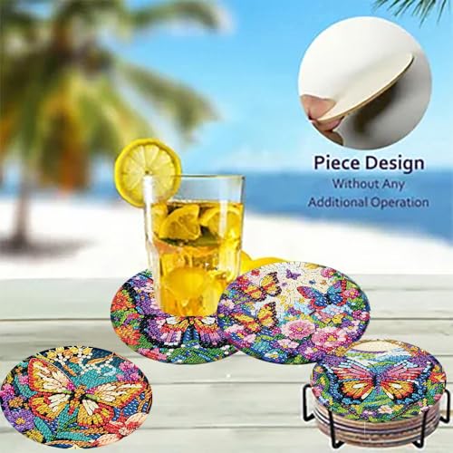 8 Pack Diamond Art Coasters,Butterfly Diamond Painting Coasters Kits - color: Butterfly Coasters-C