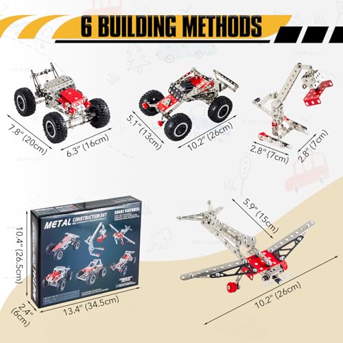 Metal Model Car Kit,288 Pcs STEM Set,STEM Building kit for Age 8+