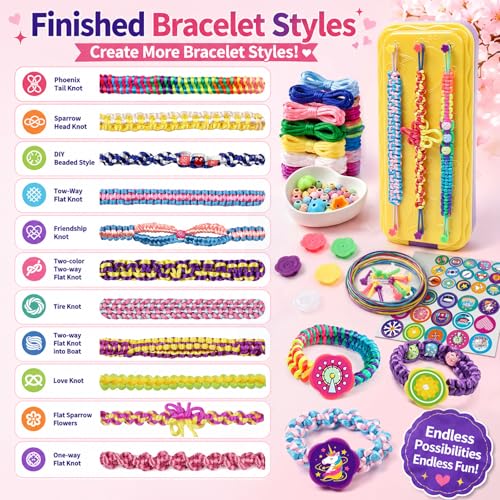 DDAI Arts and Crafts for Kids Age 8-12 Friendship Bracelet Making Kit for Girls - Best Birthday Gifts Ideas for Girl 7 9 10 11 Year Old - Popular Bracelets String Maker Toys Set - color: Purple