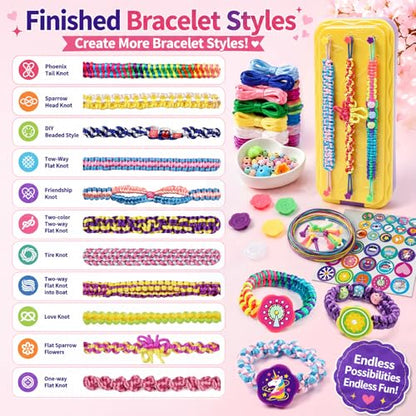 DDAI Arts and Crafts for Kids Age 8-12 Friendship Bracelet Making Kit for Girls - Best Birthday Gifts Ideas for Girl 7 9 10 11 Year Old - Popular Bracelets String Maker Toys Set - color: Purple
