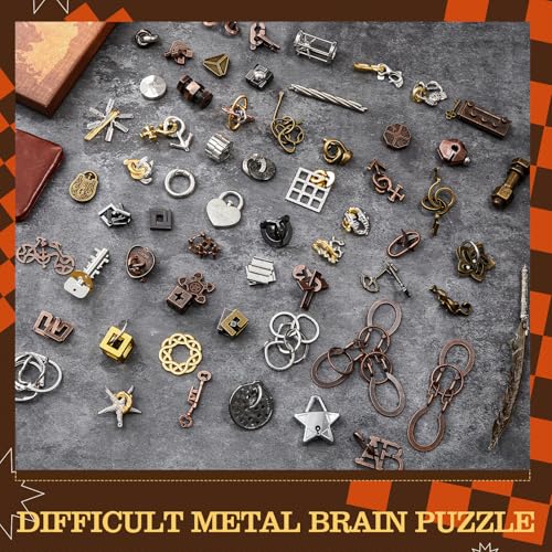 100 Pcs Metal Brain Teaser Puzzles Logic Game Set,Premium Style