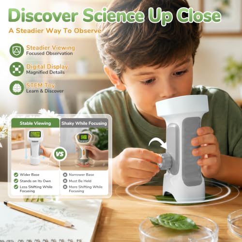 1000X Handheld Digital Microscope for Kids with 2.4" IPS Screen - color: Gray