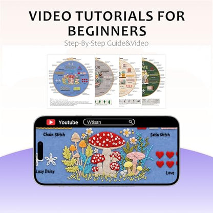 wtisan Embroidery Kit for Beginners, 4 Floral Patterns Cross Stitch Kits - color: S-02