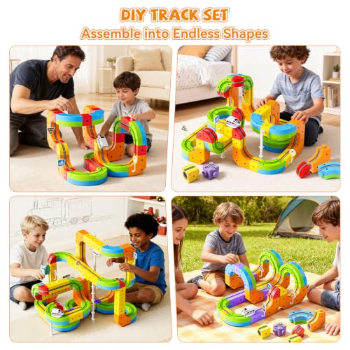 Electric Train Set, 3D Cube Track-DIY Rail Cube Block Kit - size: 32pcs+1 Car