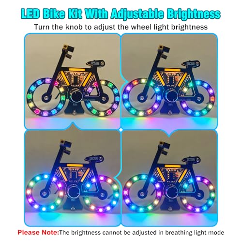 LED Bike Soldering Practice Kit, ICSTATION Knob Control Bicycle Soldering Project With 5 Lighting Modes DIY Bike Kit With LED Filament Brightness Adjustable for Adults College Solder Education