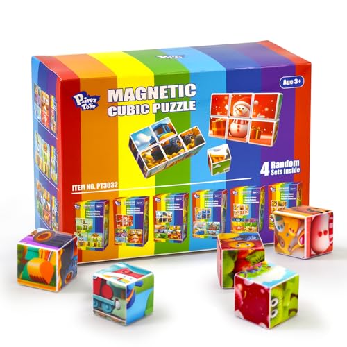 Pairez Toys Magnetic Cubes for Kids, 4 Random Theme Puzzle Cube Sets - color: Random 4 Sets