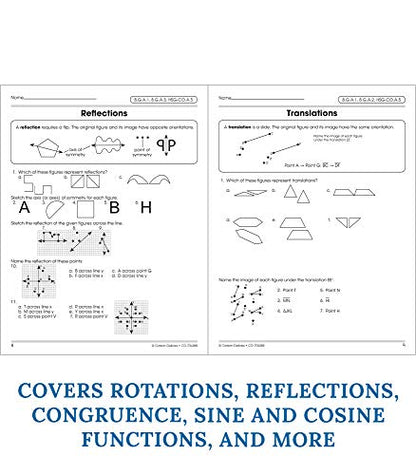 Carson Dellosa The 100 Series Geometry Workbook, Math Book for Grades 8 and Up Covering Trigonometry, Geometric Equations, and More, Classroom or Homeschool Curriculum (Volume 7)