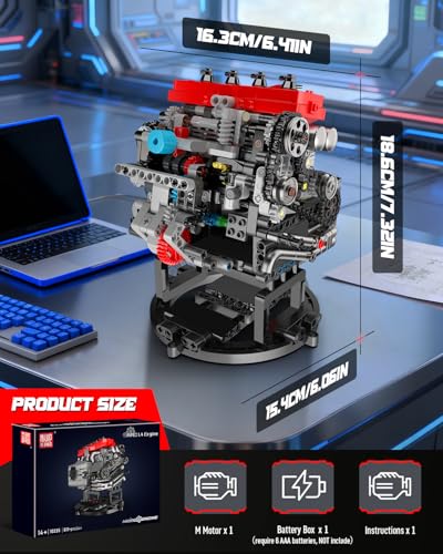 Mould King 10235 Model Engine Kit that Runs- Build Your Own STEM Car Engine Model, MMC Car L4 Model Engine Kit for Adults Collections Home or Office Décor (811+PCS) - style: MK-10235 engine