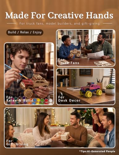 BOOZUU 3D Wooden Monster Truck Puzzle for Adults