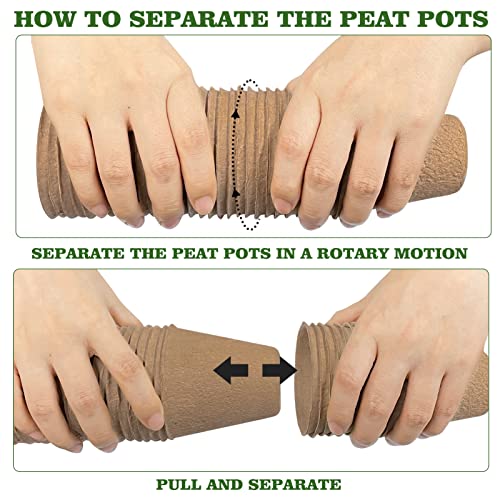 INCIKITI 40Pcs 3.15 Inch Peat Pots, Biodegradable Eco-Friendly Round Plant Seedling Starters Kit, Seed Germination Trays with 10 Labels for Flower Vegetable Tomato Saplings & Herb Germination, Khaki - size: 40 Pack