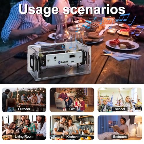 DIY Bluetooth-Compatible Speaker Kit USB Powered Mini Stereo Amplifier Dual Channel Speaker IR control STEM Electronic Projects for Home and School Education Indoor/Outdoor Use NB - size: MHX-BT88-Without battery