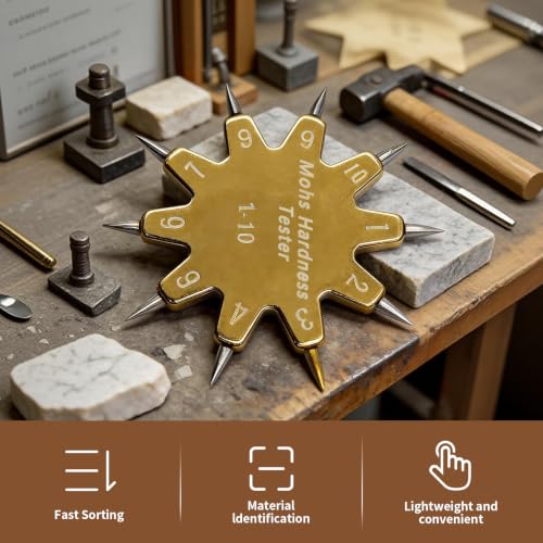 Mohs Hardness Test Kit, 1-10 Scale Star Hardness Tester Pen, Portable Scratch Testing Tool for Rock, Gemstone and Mineral Identification, for Geologists, Collectors, Industrial & Educational Use