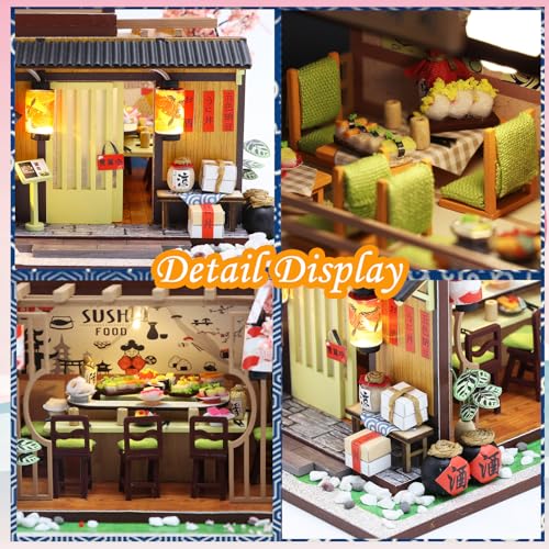 Book Nook Kit, Japanese Miniature House Kit with Dust Cover Dollhouse - color: Sushi Restaurant
