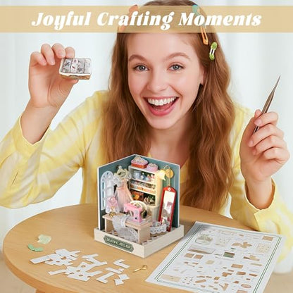 Flever Dollhouse Miniature DIY House Kit Creative Room with Furniture for Romantic Valentine's Gift (Beatific Atelier) - color: Beatific Atelier