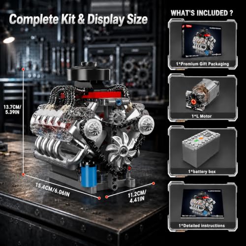 Sosuy V8 Car Engine Model Kit Mini Motor Building Blocks Sets that can Runs - color: V8 Engine