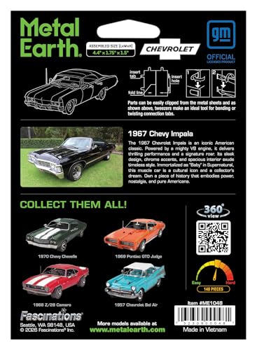 Metal Earth 1967 Chevy Impala Black 3D Metal Model Kit Fascinations