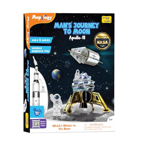 Imagimake Mapology Man's Journey to Moon, Apollo 11 3D Model Kit for Kids - style: Man's Journey to Moon