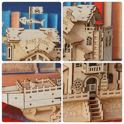 3D Wooden Puzzles for Adults, DIY Pirate Ship Model Building Kit