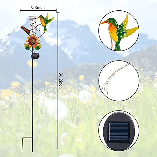 Stargarden Rain Gauge Outdoor-36 Inch Hummingbird Solar Rain Gauge - color: Hummingbird-C