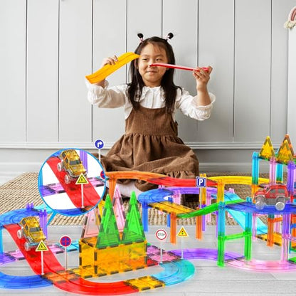 PicassoTiles 6 Piece Ramp Expansion Pack, Magnetic Tile Ramps for STEM Sets - color: 6 Pcs Race Track Ramp