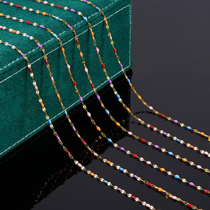 UMAOKANG 16.4 Feet Colorful Enamel Chains for Jewelry Making - color: Gold-Purple Colorful