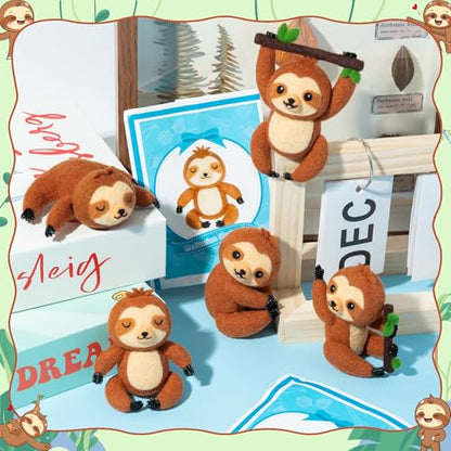 WATINC Needle Felting Starter Kit - Cute Doll Wool Felt Needle Felting Tools Foam Pad, DIY Home Decoration Needle Felting Craft Party Supplies for Beginners - style: Sloth