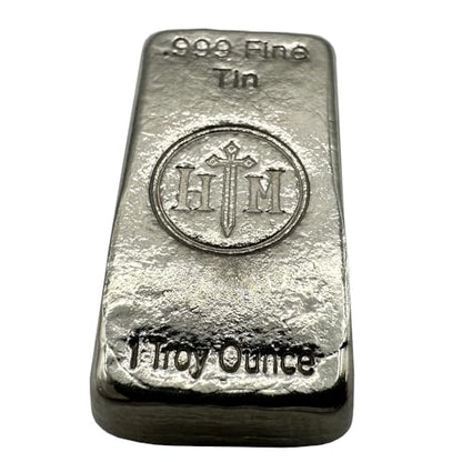 1 oz 99.9% Pure Tin Ingot – Hand Poured Tin Metal Bullion Bar - Collectible Element for Display, Science Experiments, Soldering or Paperweight - color: Tin
