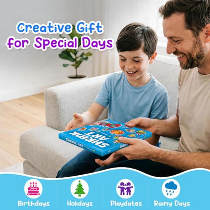 Piano Potato DIY Shrink Art Craft Kit for Kids Ages 6-12 - 30 Pre-Cut Charms & Keychains Making Kit, Mess-Free Creative Activity, Birthday Gift for Boys and Girls 6 7 8 9 10 Years Old - color: blue