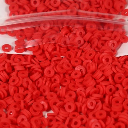 2000pcs Dark Red Clay Beads 6mm for Bracelets Making Flat Round Polymer Clay Bead Heishi Beads for Jewelry Making Earring Bracelets Necklace - color: Dark Red