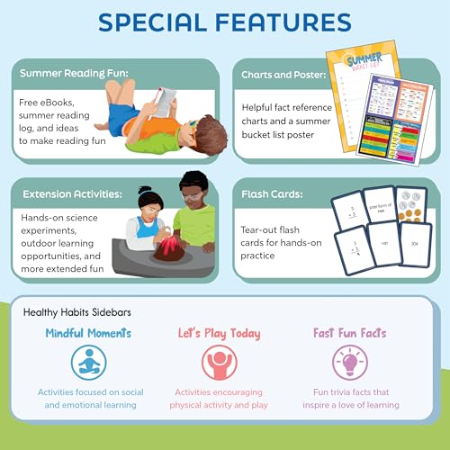 Summer Bridge Activities 5th to 6th Grade Workbooks All Subjects, Middle School Books With Math, Language Arts, Reading Comprehension, Science, Social Studies, Fitness, Flash Cards, and More