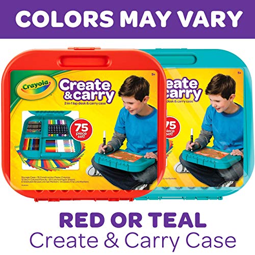 Crayola Create 'N Carry Travel Art Set for Kids (75pcs), 2-in-1 Lap Desk & Carrying Case, Essential Art Supplies Kit, Spring Crafting, Gift for Kids - style: Art Set