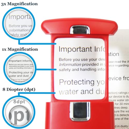 EasY Magnifier Small Pocket Magnifying Glass 3.0X with LED Light for Reading; Lighted Hand Held Coin Loupe; Mini Magnify Lens; Gifts for Seniors - color: Sedona Red
