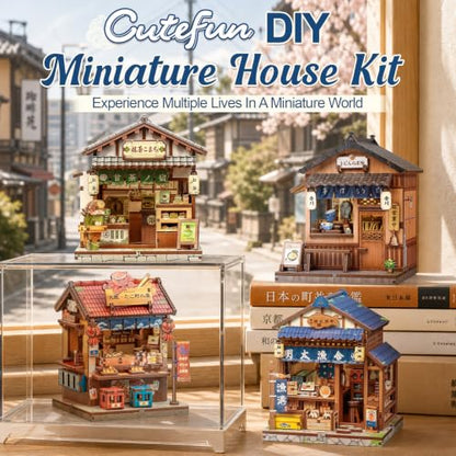 Cutefun DIY Miniature House Kit, 129 Pcs 3D Wooden Puzzle Tiny House - color: Fukuoka Mentaiko Kitchen