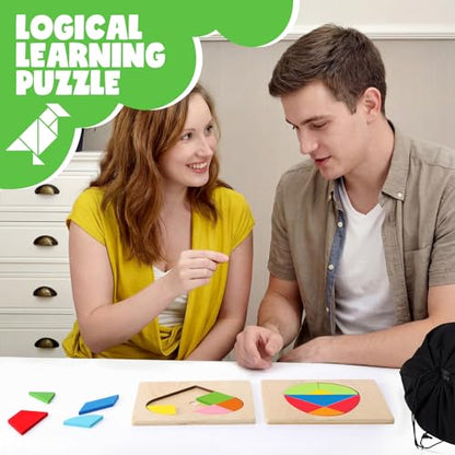Yunsailing 3 Pack Large Wooden Blocks Puzzles Hexagon Tangram Puzzle Wooden Russian Brain Puzzles for Adult Challenge Teasers Geometric Jigsaw Logic Iq STEM Educational Gift Graduation(Novel) - style: Novel