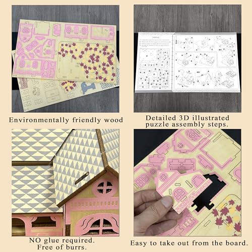 Log Cabin 3D Wooden House Puzzle,DIY Mini Building Model Kit，007 - color: 007