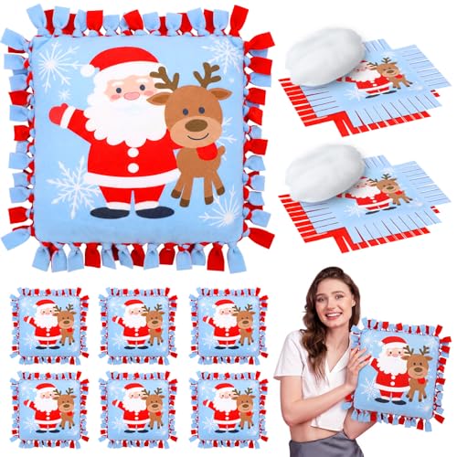 Chunful 6 Sets Christmas Tied Pillow Craft Kit Santa Claus Reindeer Decor - style: Christmas Reindeer