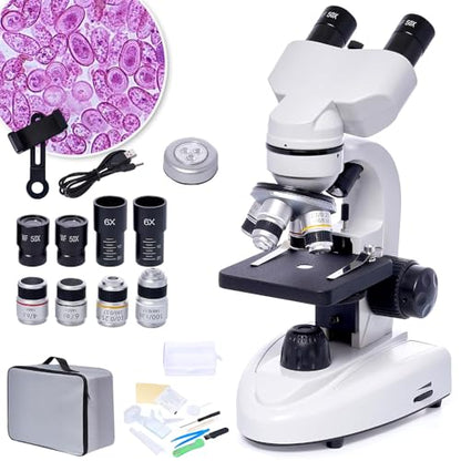 SELFIE CAT 200X-5000X Binocular Compound Microscope for Adults & Students