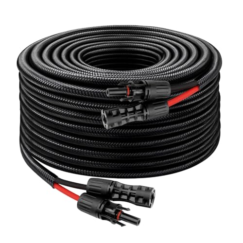 XRDS -RF Solar Cable 30FT, 8AWG Solar Extension Cable with Male & Female Solar Connectors, Flame-Retardant Protective Sleeving Solar Panel Cable, Weatherproof PV Wire for Solar Panel Connection - size: 8AWG 30FT